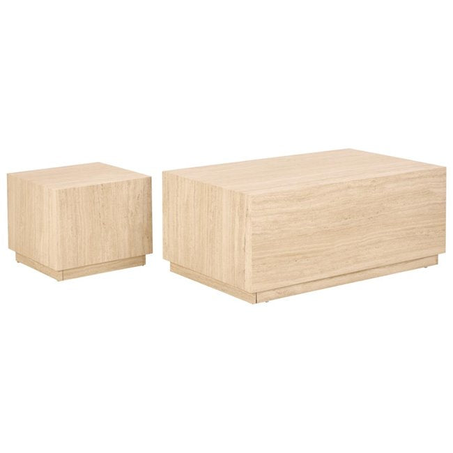 Aice Coffee Table Set – Beige, MDF, 100×60×42 cm