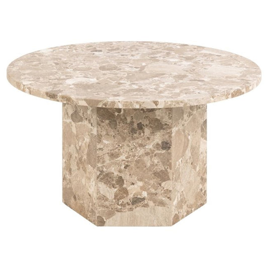 Axos Coffee Table – Beige Marble, 80×80×42 cm