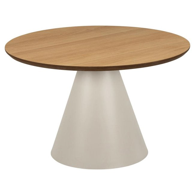 Acoli Coffee Table – Natural Wood Look with Steel Base, Ø65×43 cm