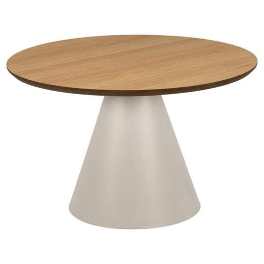 Acoli Coffee Table – Natural Wood Look with Steel Base, Ø65×43 cm