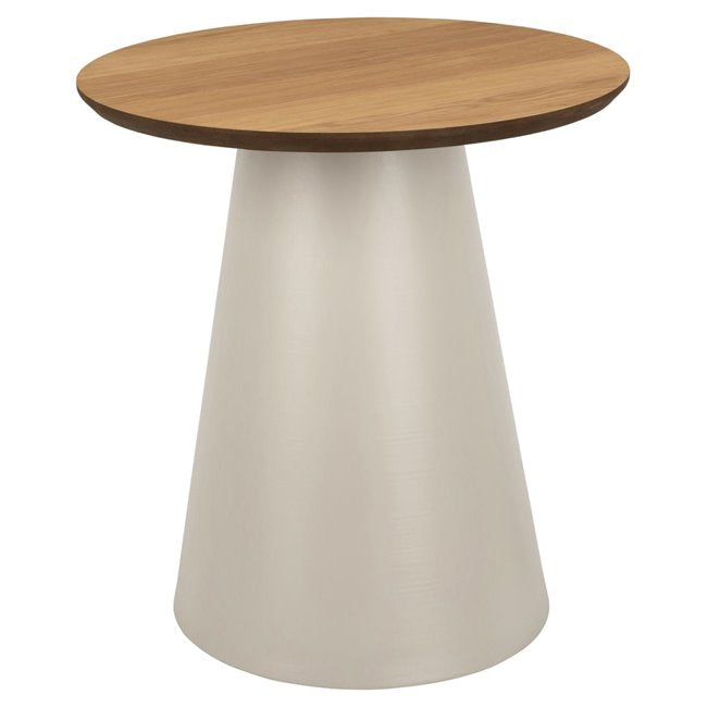 Acoli Coffee Table – Natural Wood Look with Steel Base, Ø45×48 cm