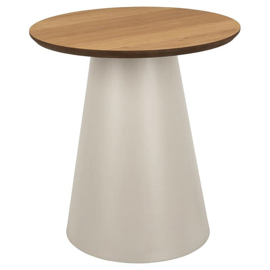 Acoli Coffee Table – Natural Wood Look with Steel Base, Ø45×48 cm