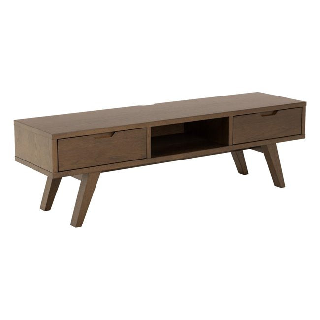 Alina TV Table – Brown MDF & Oak Veneer, 150×40×45 cm