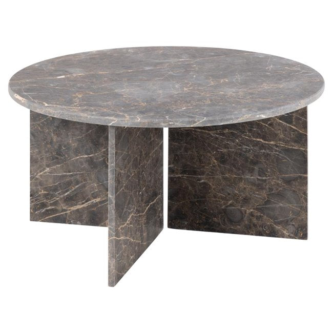 Avega Coffee Table – Grey Marble, 90×90×42 cm