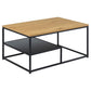 Agila Coffee Table – Black Steel Frame & Natural Wood Look Top, 90×60×42 cm
