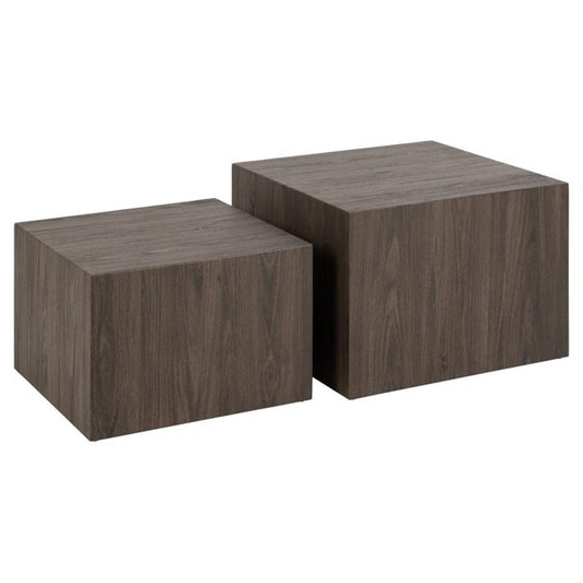 Aice Coffee Table Set – Brown, MDF, 58×58×40 cm