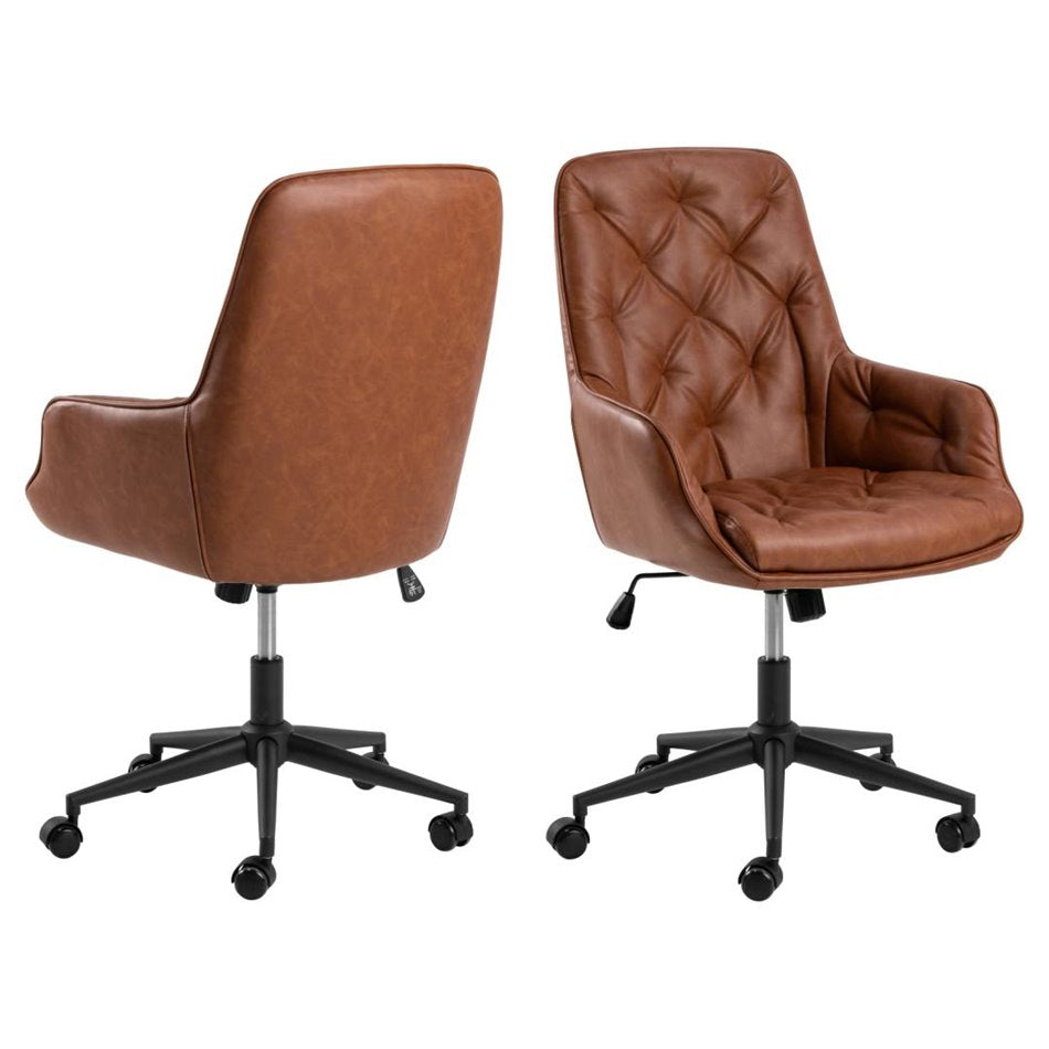 Ergonomic Office Chair Ariko – Brown Eco Leather, Adjustable Height & Armrests, 106×60×67.5 cm