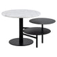 Ahti Rotatable Coffee Table – White Marble Top & Black Metal Base, Ø60×47 cm