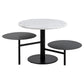 Ahti Rotatable Coffee Table – White Marble Top & Black Metal Base, Ø60×47 cm