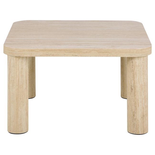 Acolano Coffee Table – Beige Marble-Look MDF, 60×60×36 cm