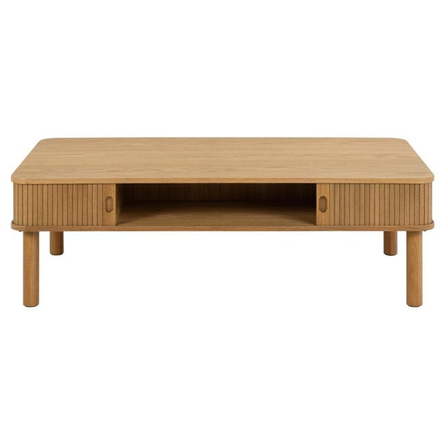 Angley Coffee Table – Natural MDF & Oak Wood, 130×70×40 cm