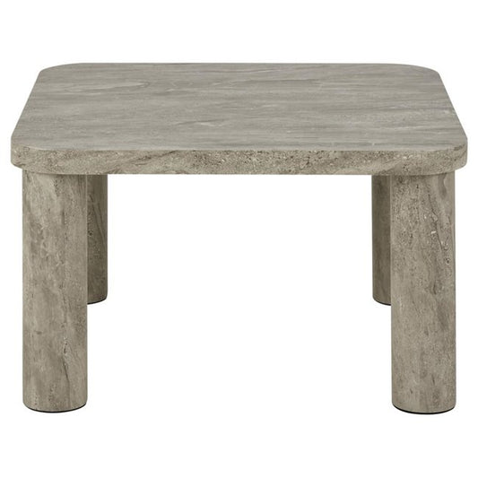 Acolano Coffee Table – Grey Marble-Look MDF, 60×60×36 cm