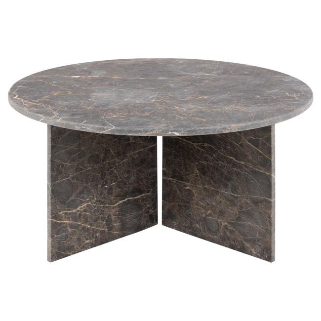 Avega Coffee Table – Grey Marble, 90×90×42 cm