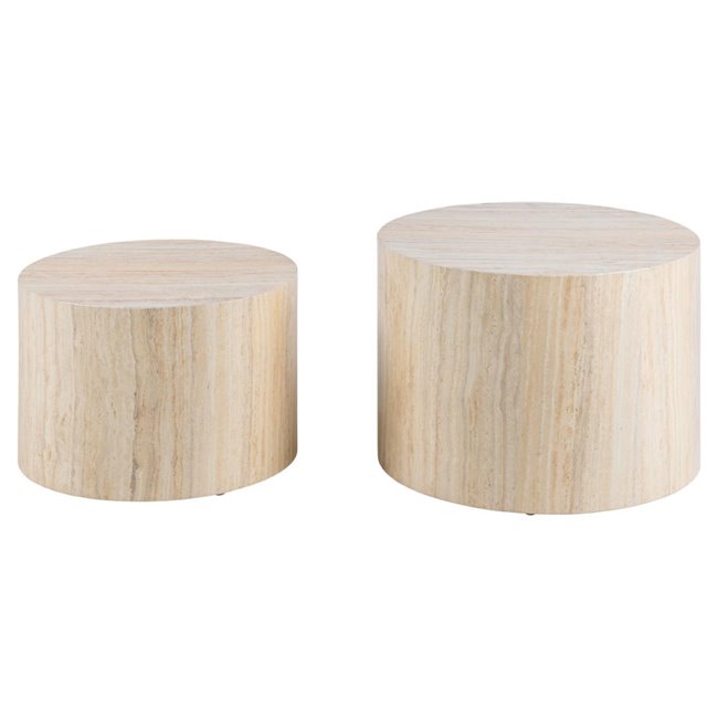 Aice Coffee Table Set – Beige, MDF, 58×58×40 cm