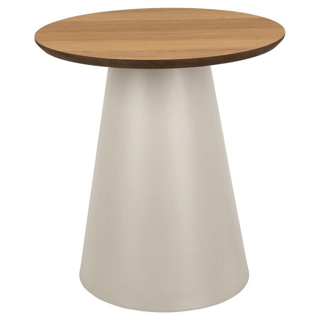 Acoli Coffee Table – Natural Wood Look with Steel Base, Ø45×48 cm