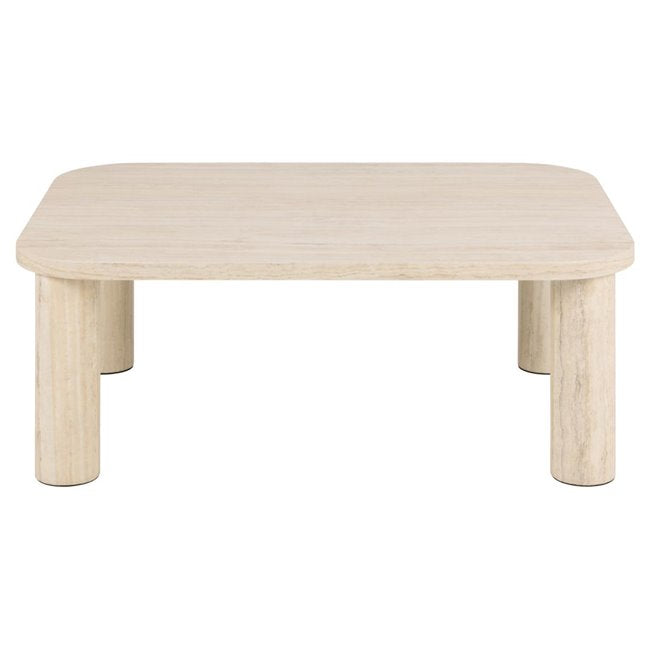 Acolano Coffee Table – Light Beige Marble-Look MDF, 100×75×36 cm