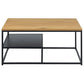 Agila Coffee Table – Black Steel Frame & Natural Wood Look Top, 90×60×42 cm