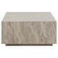 Aice Coffee Table – Grey Marble Look MDF Square Table, 90×90×42 cm