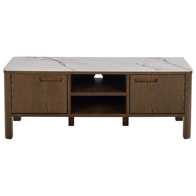 Authamp TV Table – Brown & Beige Marble Look, 120×40×45 cm