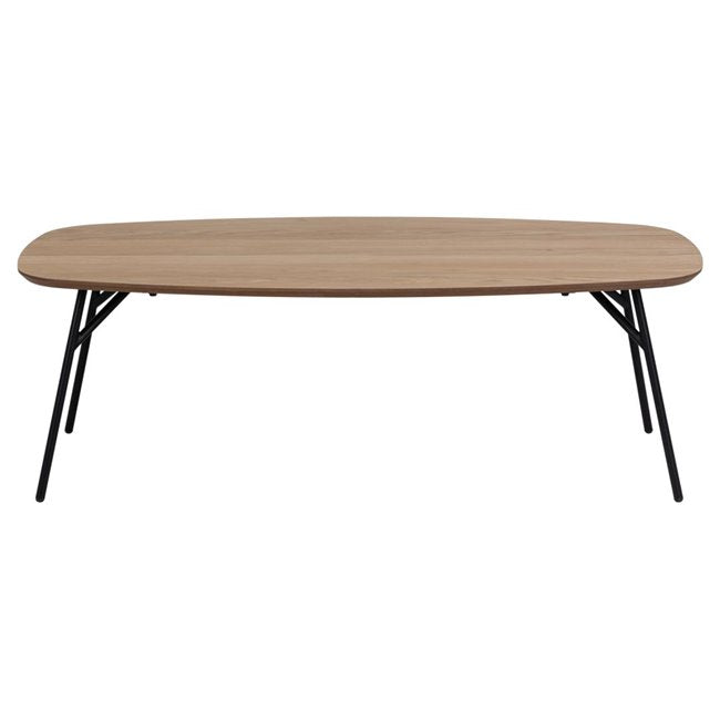 Aracas Coffee Table – Natural MDF & Oak Veneer with Steel, 120×60×40 cm