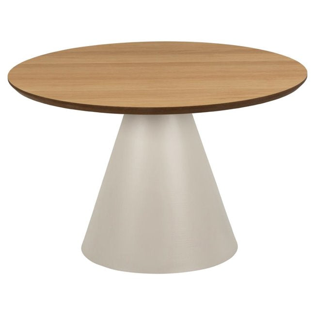 Acoli Coffee Table – Natural Wood Look with Steel Base, Ø65×43 cm