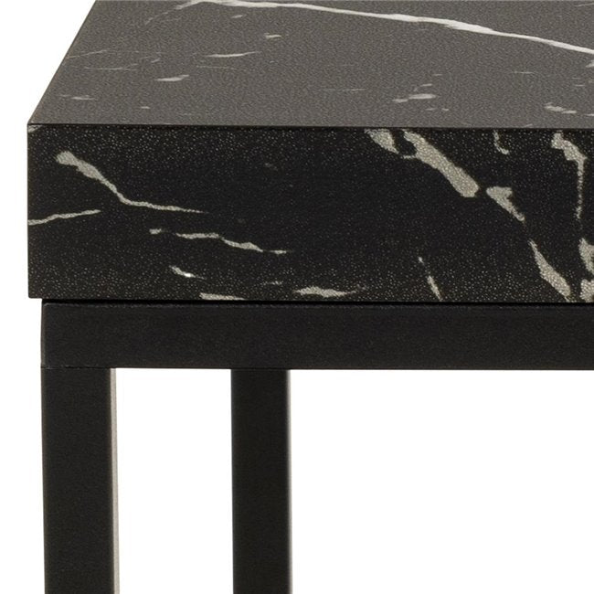 Arossa Coffee Table – Black Marble Look MDF & Steel, 40×40×45 cm