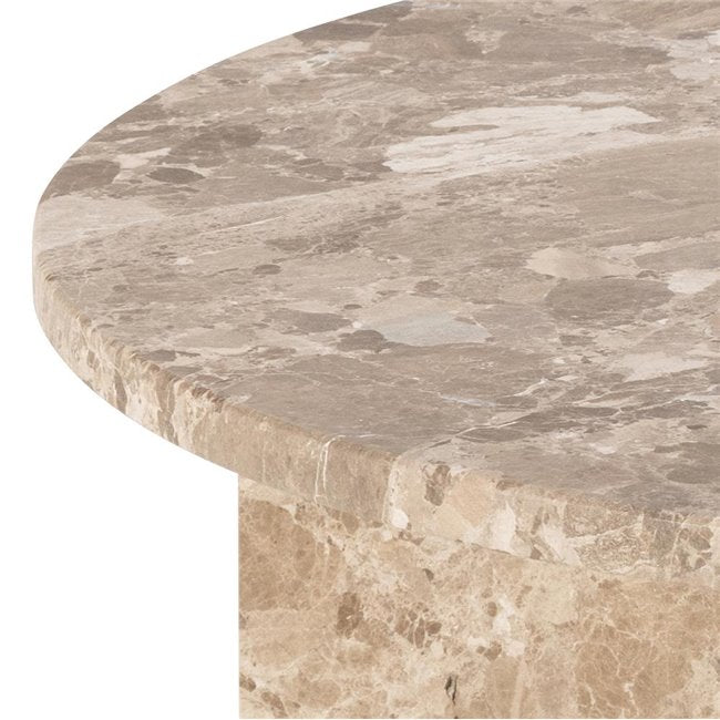 Avega Coffee Table – Beige Marble, 90×90×42 cm