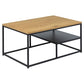 Agila Coffee Table – Black Steel Frame & Natural Wood Look Top, 90×60×42 cm