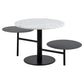 Ahti Rotatable Coffee Table – White Marble Top & Black Metal Base, Ø60×47 cm