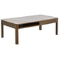 Authamp Coffee Table – Brown/Beige Marble Look, MDF & Oak Veneer, 130×70×45 cm