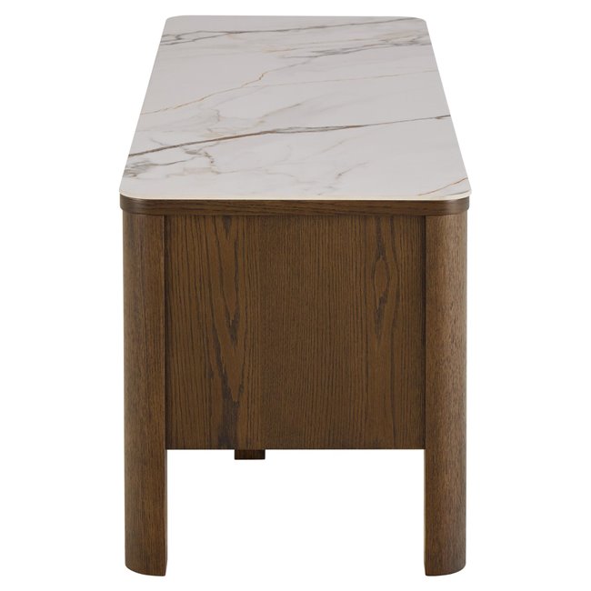 Authamp TV Table – Brown & Beige Marble Look, 120×40×45 cm