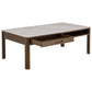 Authamp Coffee Table – Brown/Beige Marble Look, MDF & Oak Veneer, 130×70×45 cm