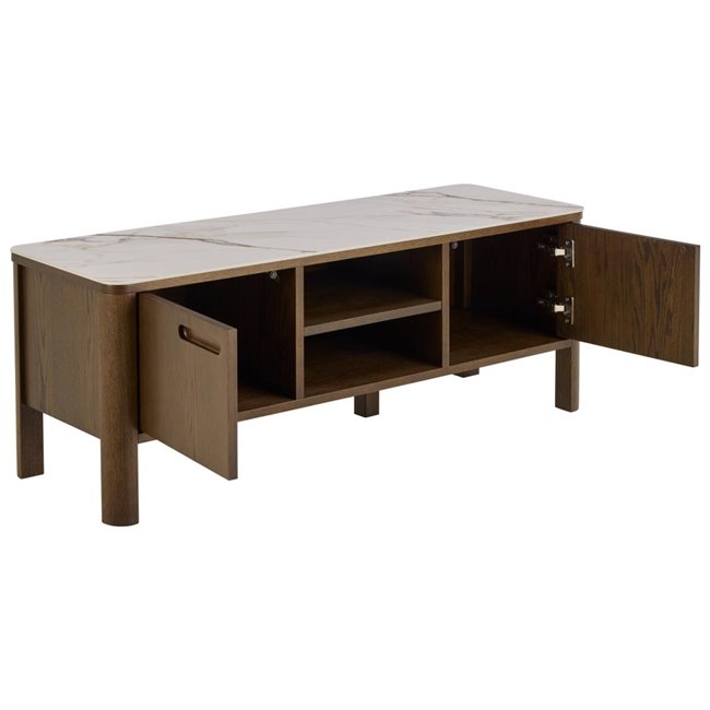 Authamp TV Table – Brown & Beige Marble Look, 120×40×45 cm