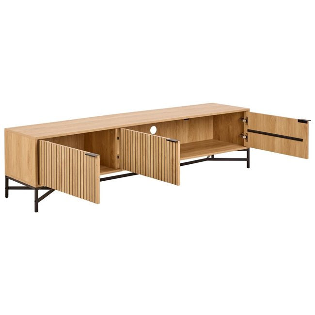 Aipur TV Table – Natural Steel & MDF, 176×40×45 cm