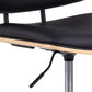 Aven Adjustable Office Chair – Black Eco Leather & Natural Wood, Scandinavian Modern Design