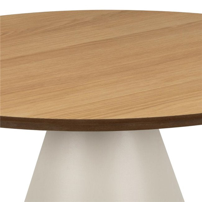 Acoli Coffee Table – Natural Wood Look with Steel Base, Ø65×43 cm