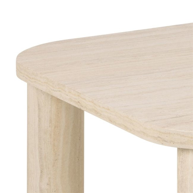 Acolano Coffee Table – Light Beige Marble-Look MDF, 100×75×36 cm