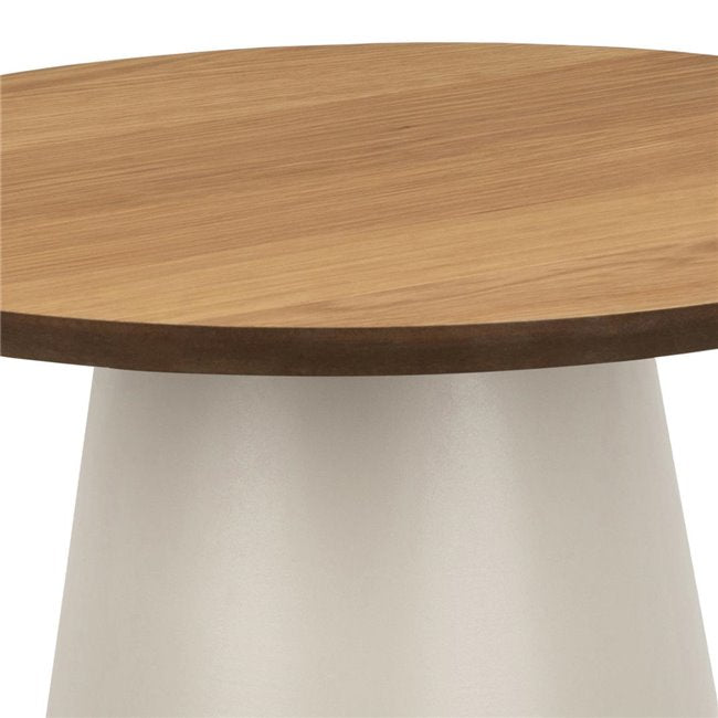 Acoli Coffee Table – Natural Wood Look with Steel Base, Ø45×48 cm