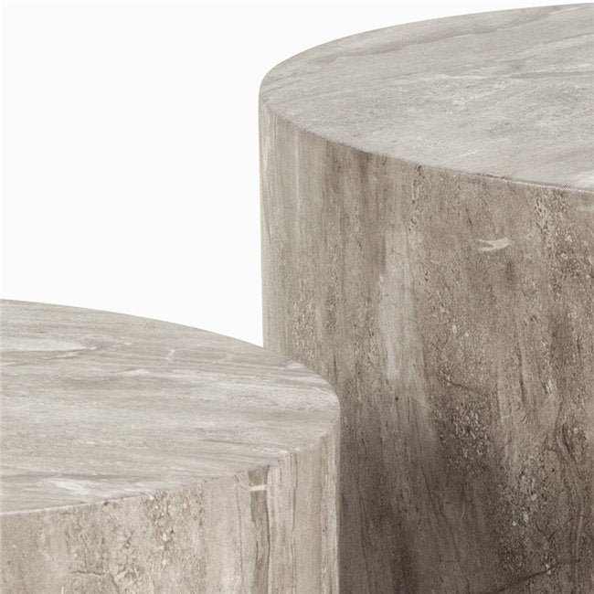 Aice Coffee Table Set – Grey Marble Look, MDF, 58×58×40 cm