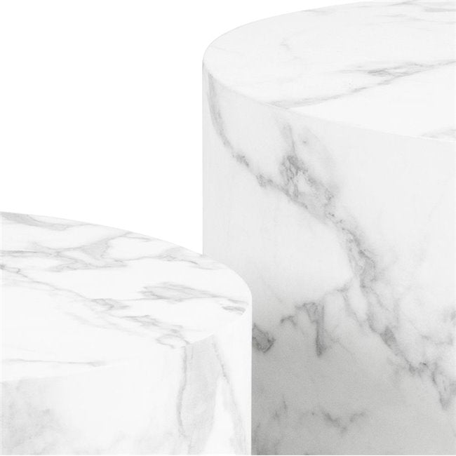 Aice Coffee Table Set – White Marble Look, MDF, 58×58×40 cm