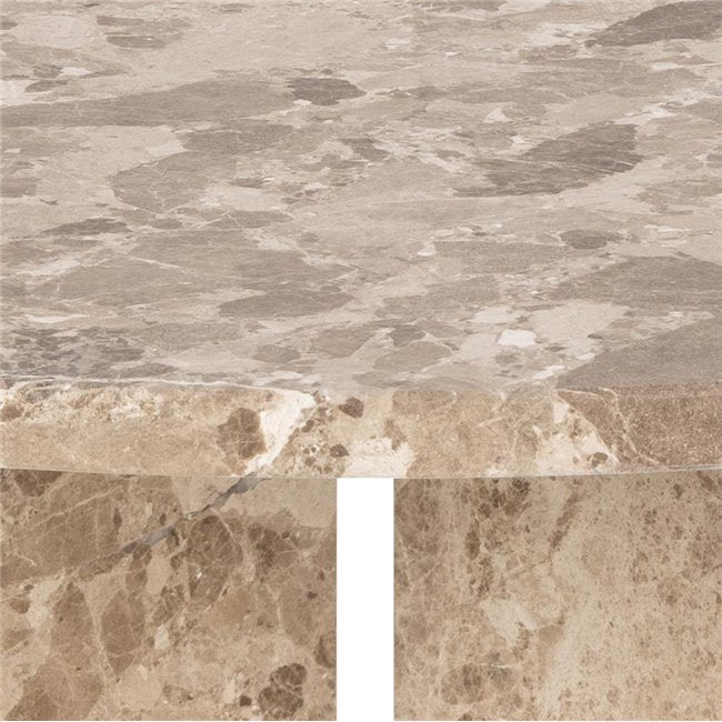 Avega Coffee Table – Beige Marble, 90×90×42 cm