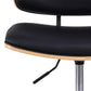 Aven Adjustable Office Chair – Black Eco Leather & Natural Wood, Scandinavian Modern Design