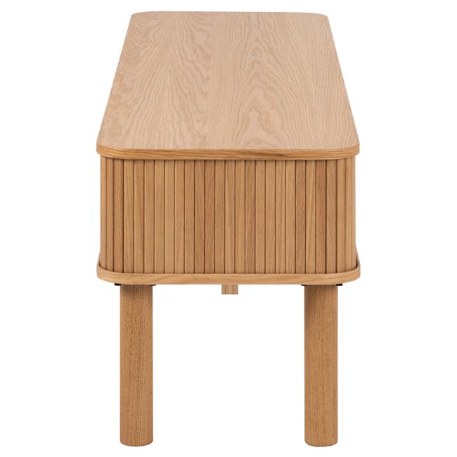 Angley TV Table – Natural MDF, Oak Veneer & Oak Wood, 140×40×45 cm