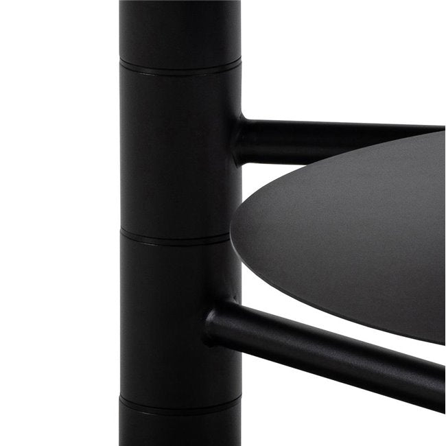 Ahti Rotatable Coffee Table – White Marble Top & Black Metal Base, Ø60×47 cm