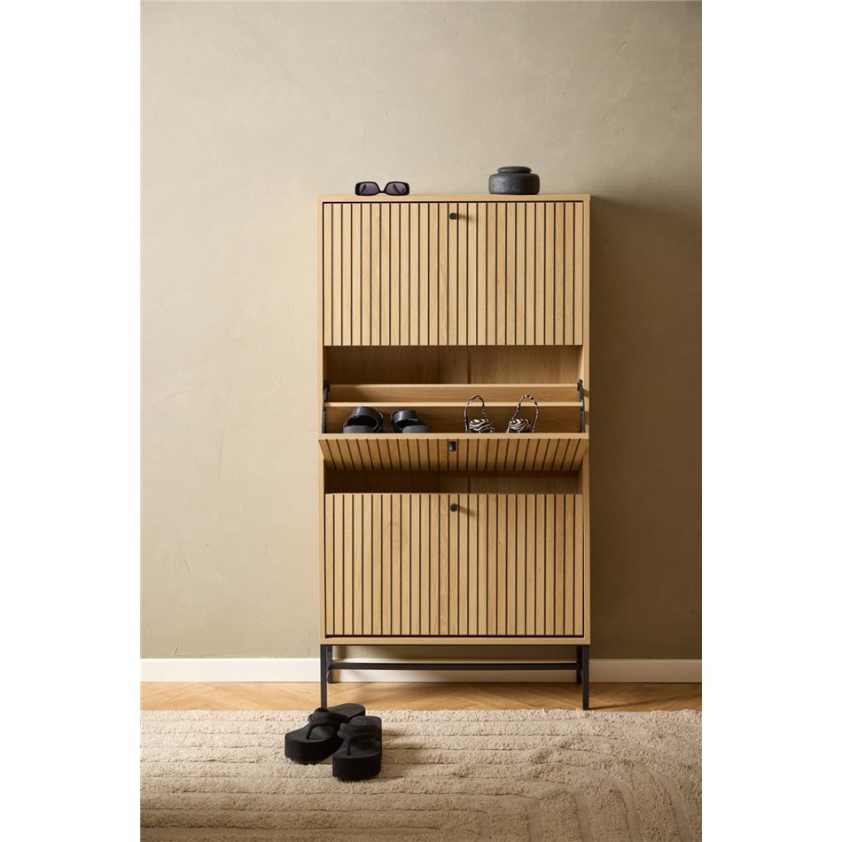 Shoe cabinet Albany, natural color, H140x72x25cm