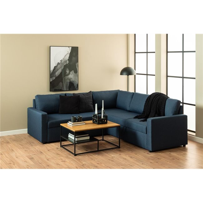 Agila Coffee Table – Black Steel Frame & Natural Wood Look Top, 90×60×42 cm