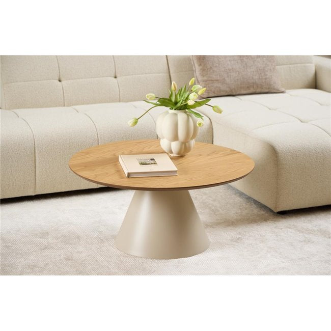 Round Coffee Table – White Marble Glass Top with Gold Legs