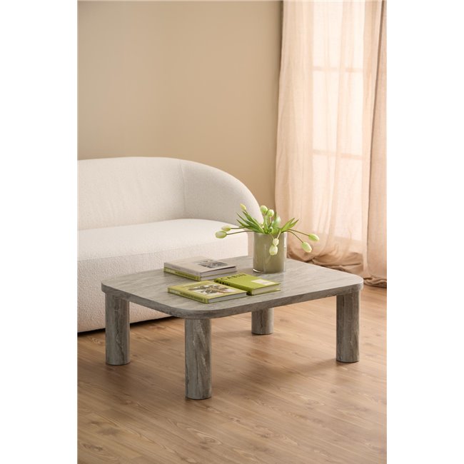 Acolano Coffee Table – Light Grey Marble-Look MDF, 100×75×36 cm