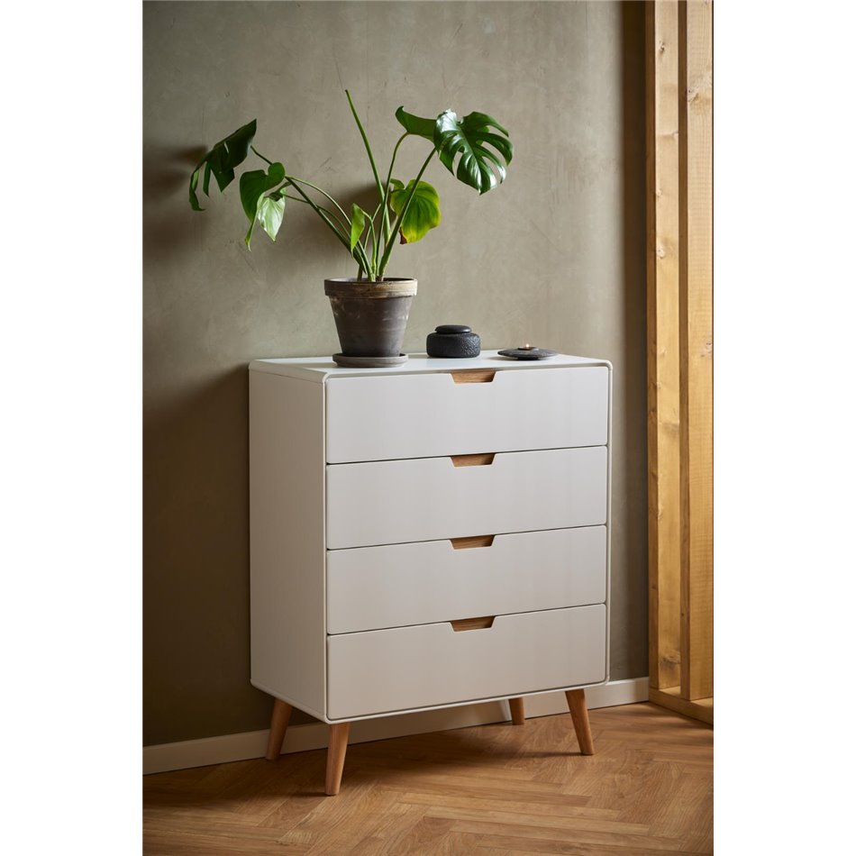 Chest of drawers Alovell, white, H100x80x40cm