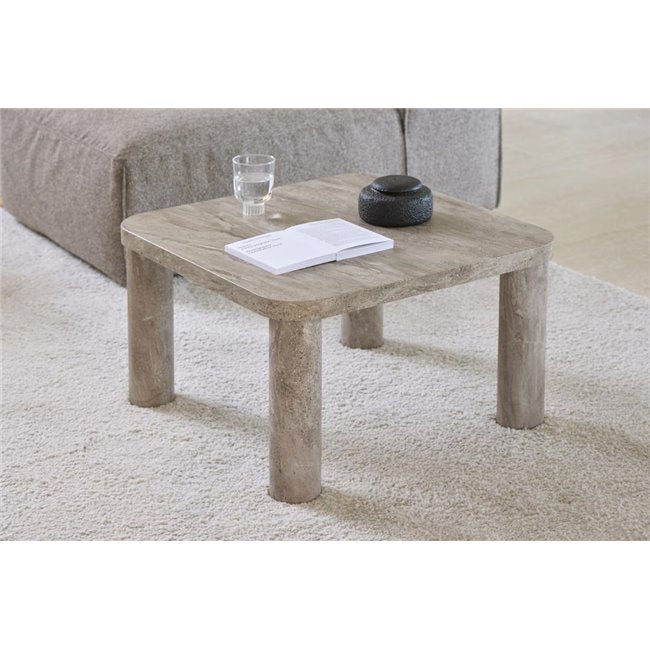 Acolano Coffee Table – Grey Marble-Look MDF, 60×60×36 cm